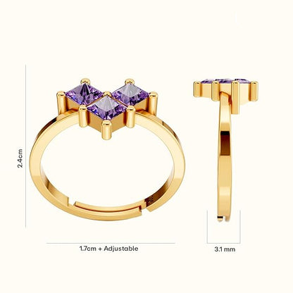 Silver Gold Engagement Ring in 925 Pure Sterling Silver Adjustable Modern Design