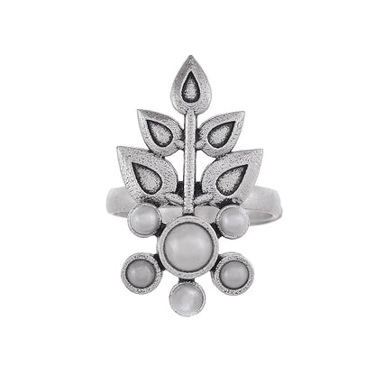 Oxidised Floral Adjustable Ring