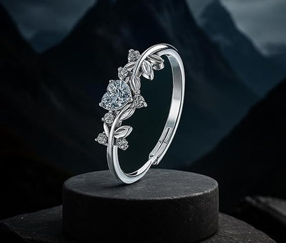 Sterling Silver Diamond Rings in 925 Pure Silver Adjustable Elegant Design