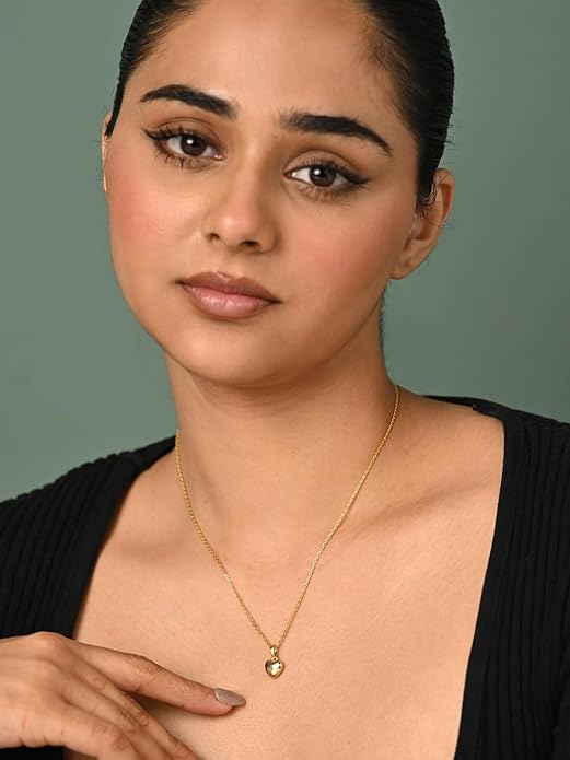 Gold and Silver Heart Necklace in 925 Sterling Silver with Gold Plated Heart Pendant Design