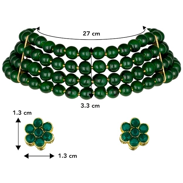 Maharani Necklace in Traditional Maharani Haar Necklace with Earrings Bridal Jewellery Set for Women