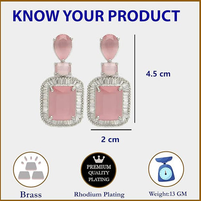 American Diamond Crystal Studded Drop Earrings