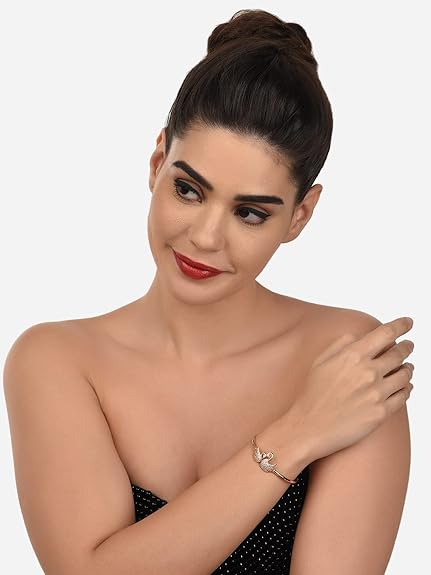 Rose Gold Bracelet Charm with Cubic Zirconia Contemporary Kada (Set of 2)