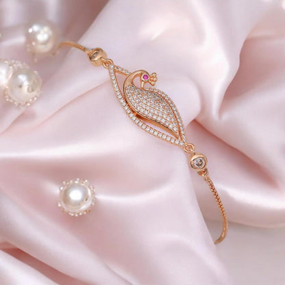 Adjustable Diamond Crystal Rose Gold Charm Bracelet