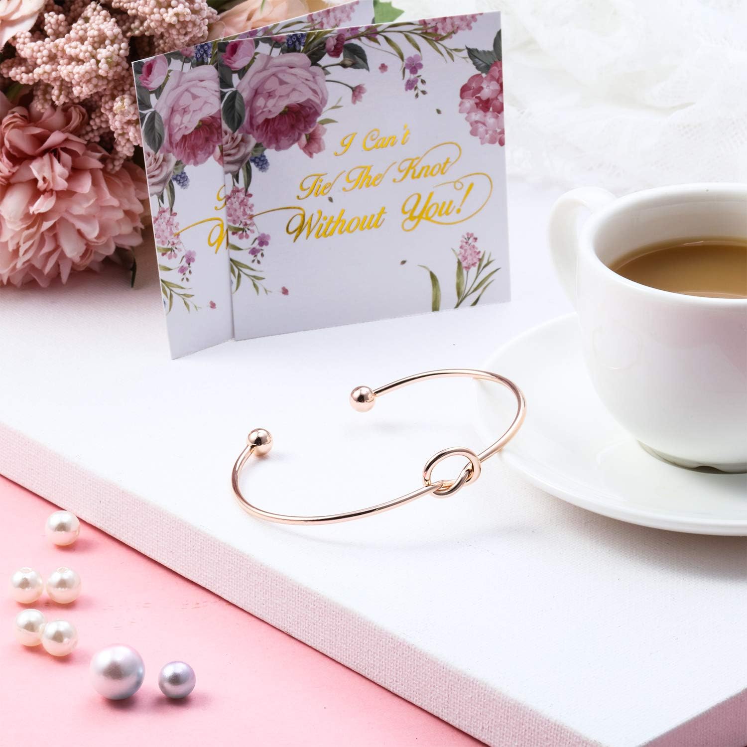 Love Knot Bangle Bracelet Set -Rose Gold - (10 Pcs)