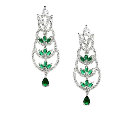 American Diamond Crescent Dangle Earrings