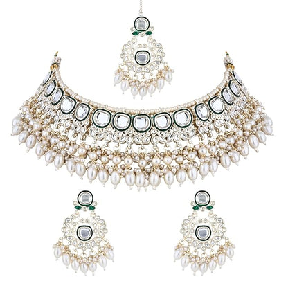 Choker Necklaces for Women in Traditional Meenakari Kundan and Pearl Choker Necklace Jewellery Set