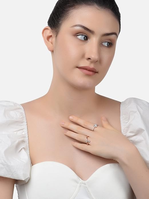 High Quality CZ Finger Rings Set of 2
