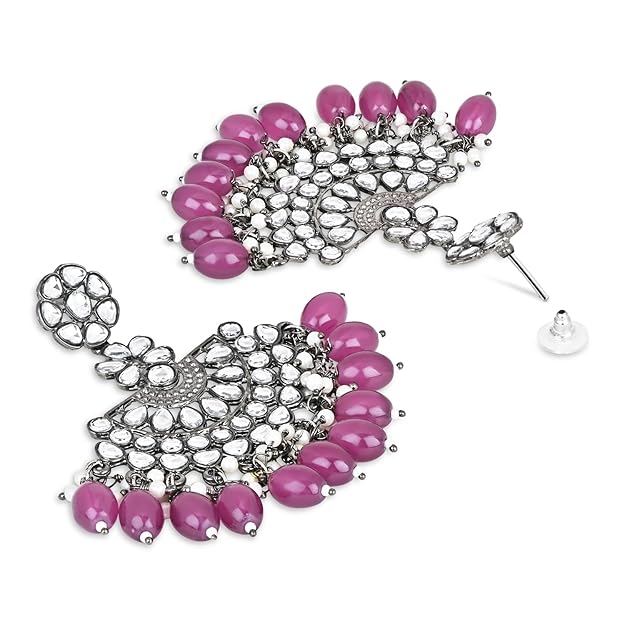 Pure silver chandbali earrings with traditional Indian craftsmanship