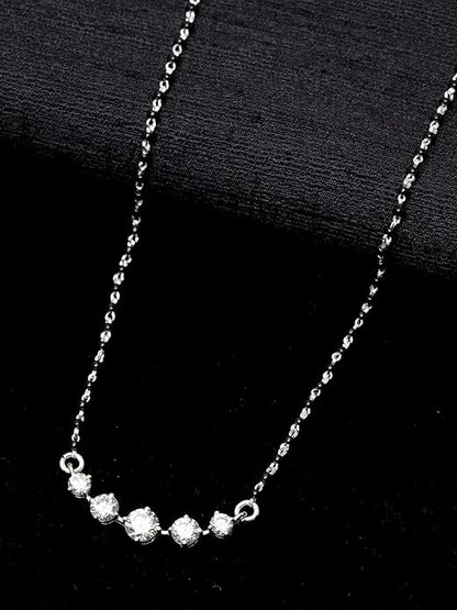 Mangalsutra Necklace in 925 Sterling Silver 5 Stone Design with Earrings and Chain Platinum Plated Swiss Zirconia
