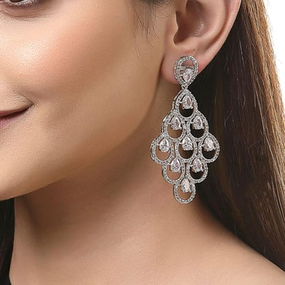 American Diamond Contemporary Drop Earrings