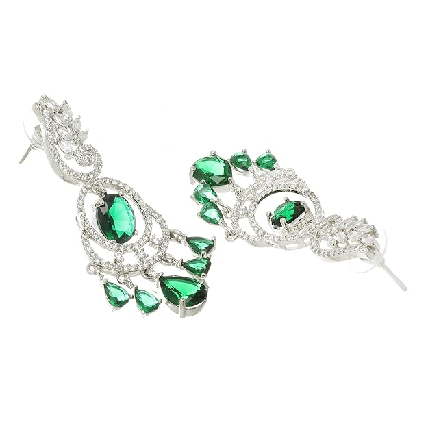 American diamond earrings with classic ethnic design