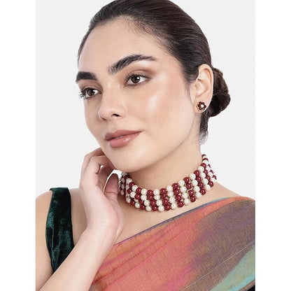 Maharani Necklace in Traditional Maharani Haar Necklace with Earrings Bridal Jewellery Set for Women