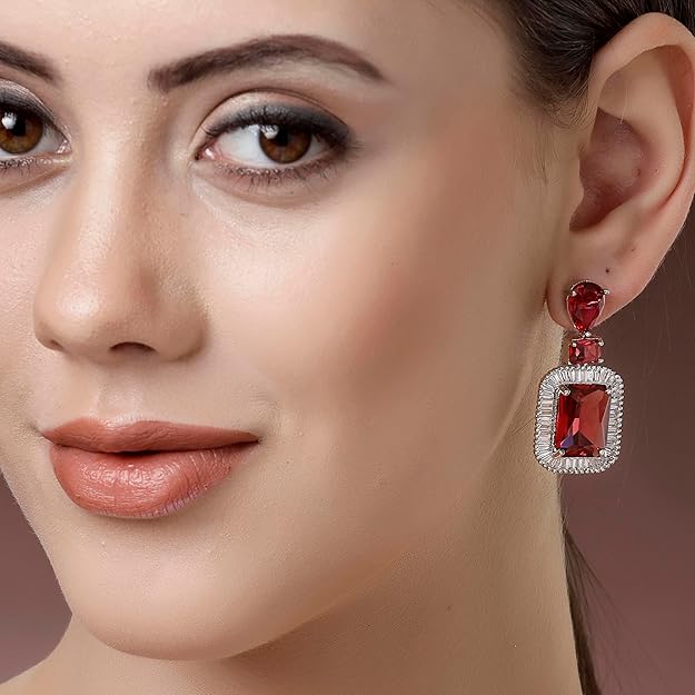 American Diamond Crystal Studded Drop Earrings