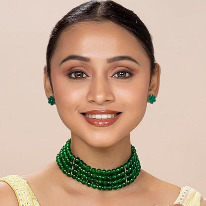 Maharani Necklace in Traditional Maharani Haar Necklace with Earrings Bridal Jewellery Set for Women