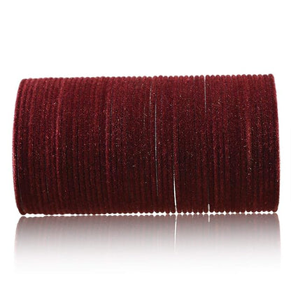 Velvet Metal Bangles for Women Available in Brown Color Set of 32 Bangles