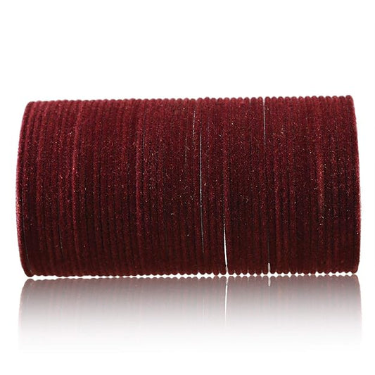 Velvet Metal Bangles for Women Available in Brown Color Set of 32 Bangles