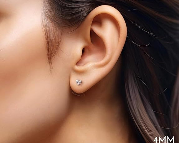 Sterling Silver Heart Cubic Zirconia Stud Earrings