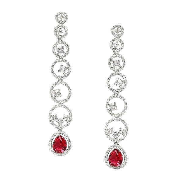 American Diamond Circular Drop Earrings