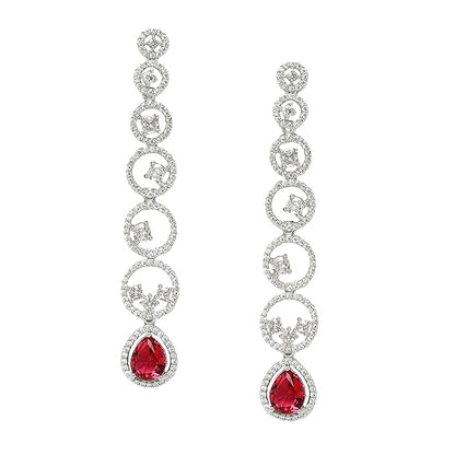 American Diamond Circular Drop Earrings