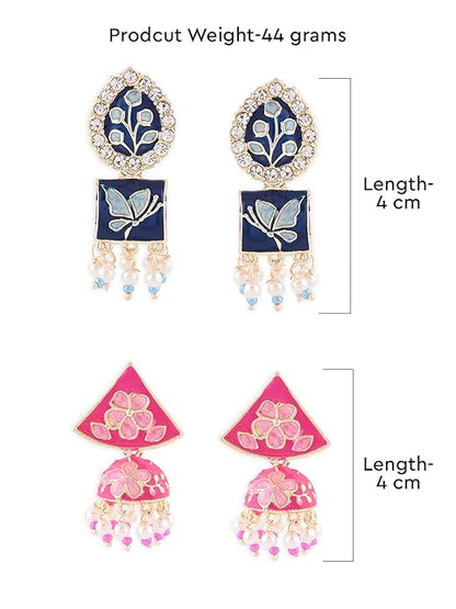 Blue meenakari earrings with elegant enamel finish