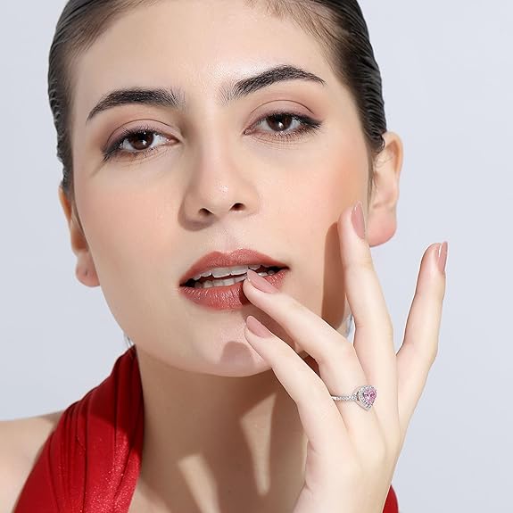 Pink Cubic Zirconia Ring in 925 Pure Sterling Silver Adjustable Design