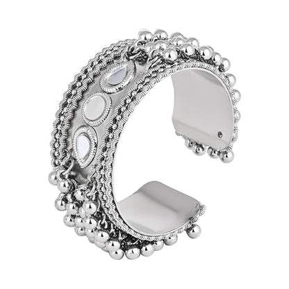 Adjustable Cuff Bracelets Silver Ghungroo Kada