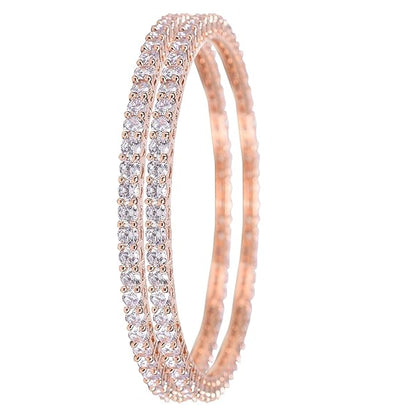 Rose Gold Plated Bracelets CZ Bangle Set