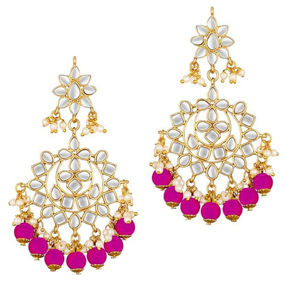 Maang Tikka with Pearl in Gold Plated Kundan Blue Faux Pearl Wedding Set