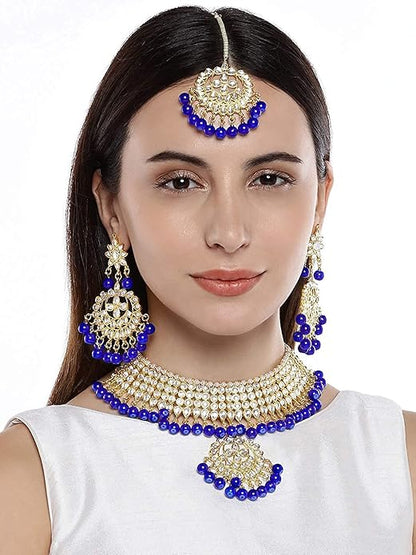 Bridal Kundan Jewellery Pearl Choker Set
