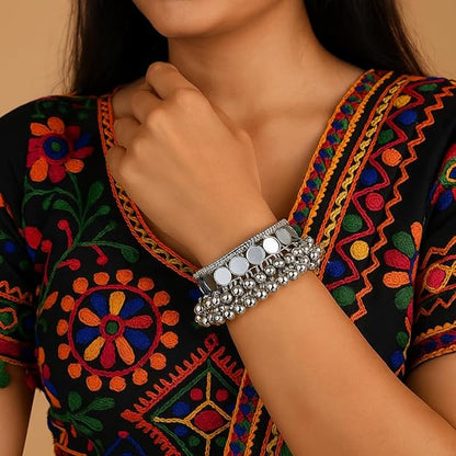 Women's Adjustable Bracelet Oxidised Ghungroo Kada