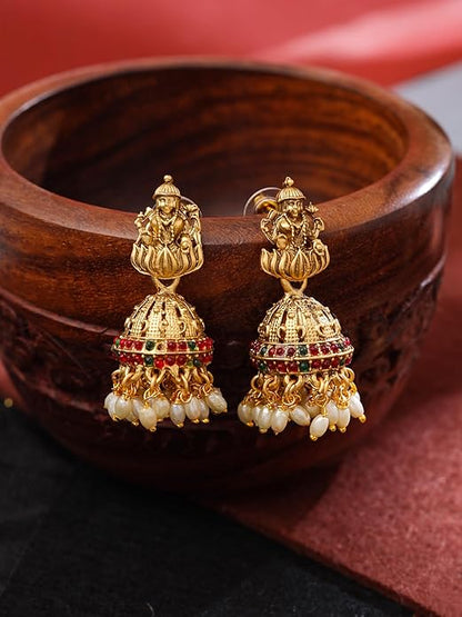 Temple necklace gold finish with classic ethnic styling