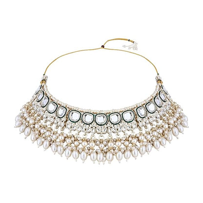 Choker Necklaces for Women in Traditional Meenakari Kundan and Pearl Choker Necklace Jewellery Set