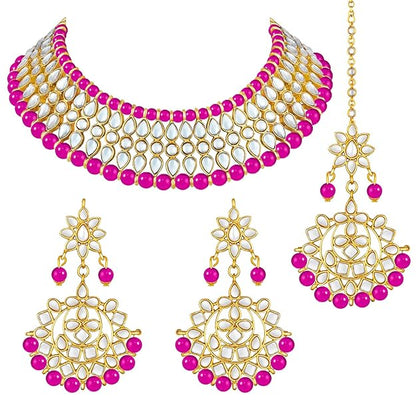 Kundan Necklace White Pearl Set