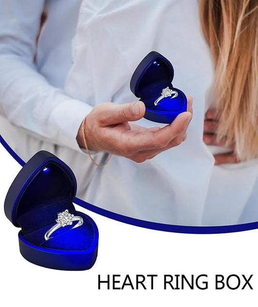 Proposal Ring Box with Light in Blue Elegant Design for Engagement & Romantic Surprise