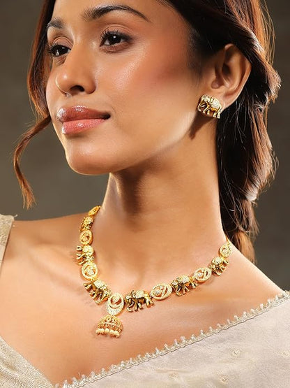 Gold Plated Temple Jewellery Set