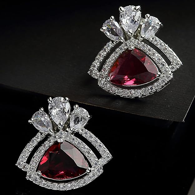 American Diamond Triangular Stud Earrings