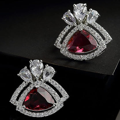 American Diamond Triangular Stud Earrings