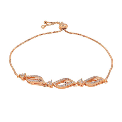 Adjustable Diamond Crystal Rose Gold Charm Bracelet