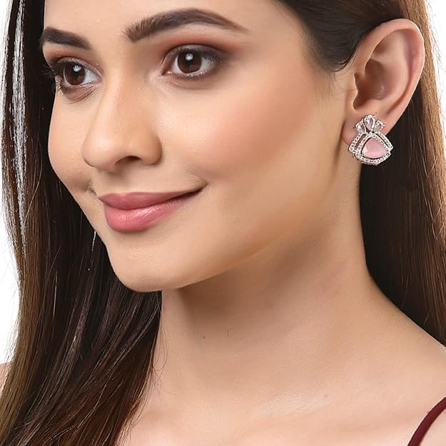 American Diamond Triangular Stud Earrings
