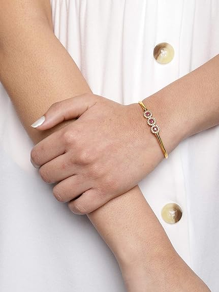 Diamond Bracelet White Gold with Cubic Zirconia Studded Kada Design