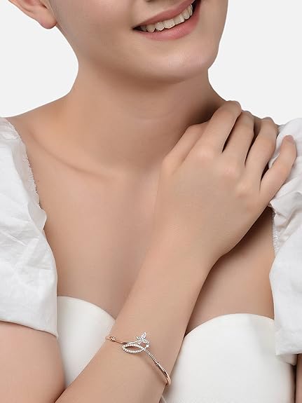 Rose Gold Charm Bracelet CZ Contemporary Set