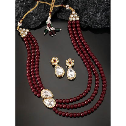 Green Necklace Set in Faux Pearl and Crystal Necklace Jewellery Gift Set for Women