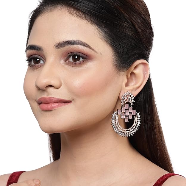 Diamond chandbali earrings with intricate Indian detailing