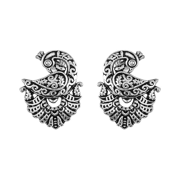 Silver stud earrings for women with elegant finish