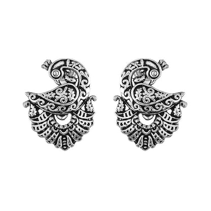 Silver stud earrings for women with elegant finish
