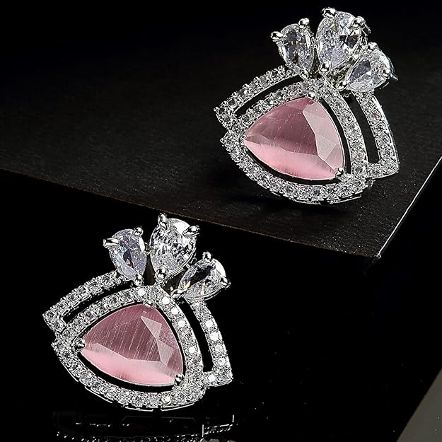 American Diamond Triangular Stud Earrings