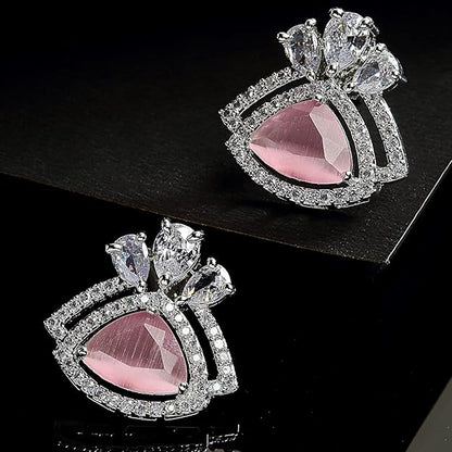 American Diamond Triangular Stud Earrings