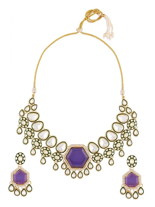 Indian Choker Set Purple Green Meenakari Set