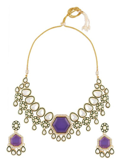 Indian Choker Set Purple Green Meenakari Set